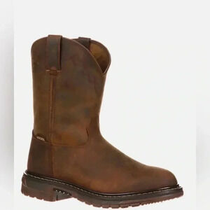 Rocky Men's Size 10M Tan Brown Round Toe Slip On Western Cowboy Work Boots